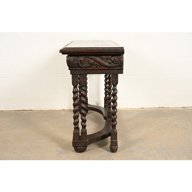 R. J. Horner Renaissance Revival Carved Oak Console Table, Circa 1890s For Sale - Image 9 of 11