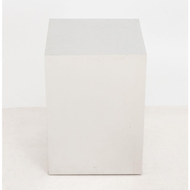 Paul Evans Pair of Paul Evans Style Polished Aluminum and Wood Side Tables For Sale - Image 4 of 7