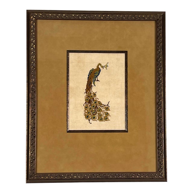 Early 20th Century Needlework Peacock For Sale