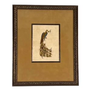 Early 20th Century Needlework Peacock