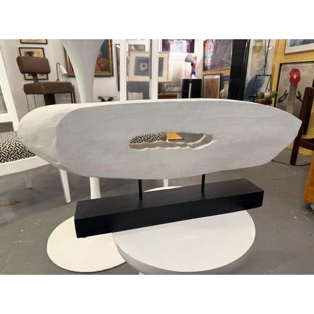 Mid-Century Modern Abstract White Painted Wood Sculpture by Charles Fultz For Sale - Image 3 of 6