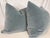 Custom pair of 22" pillows covered in JB Martin "Nevada Mohair" in color arctic blue. These pillows have tapered corners...