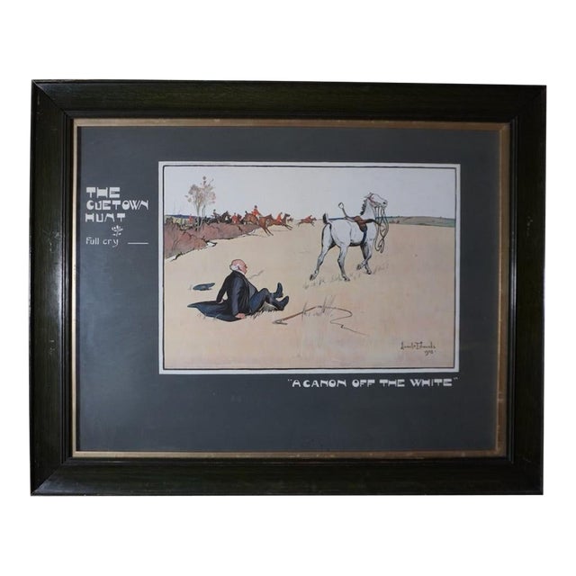 Lionel D. Edwards Fox-Hunting Sporting Print 1903 - The Cuetown Hunt - Full Cry - A Canon Off the White, Framed For Sale