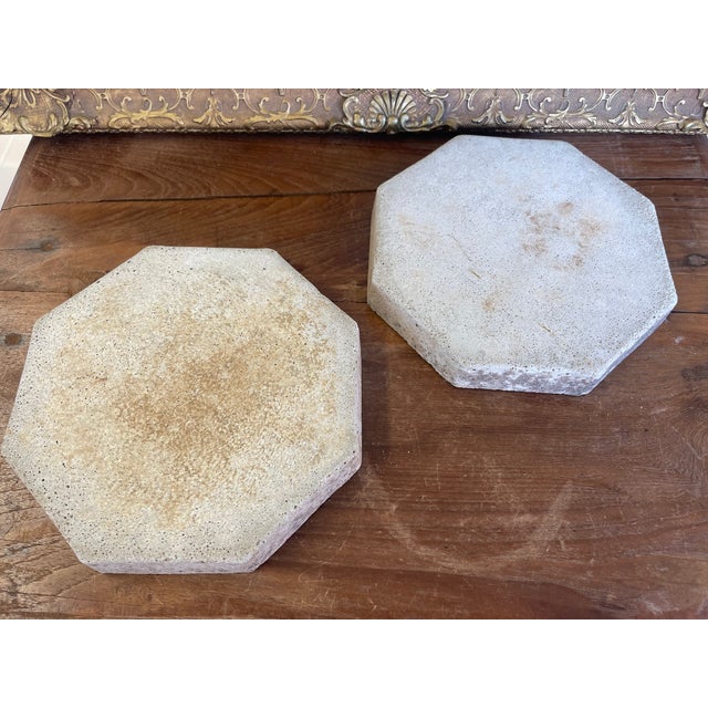 Red Pair of Vintage Mosaic Glass and Concrete Octagonal Stepping Stones For Sale - Image 8 of 10