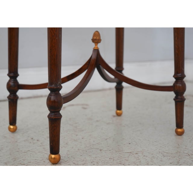 Animal Skin Maitland Smith Oval Leather Top Regency End Table For Sale - Image 7 of 14
