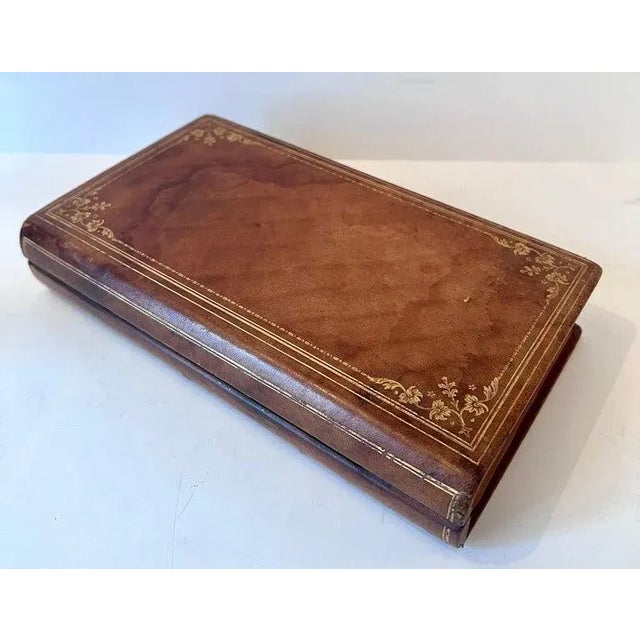 Mid-Century Modern Leather Bound Hinged Book for Storage and Document Storage For Sale - Image 3 of 11