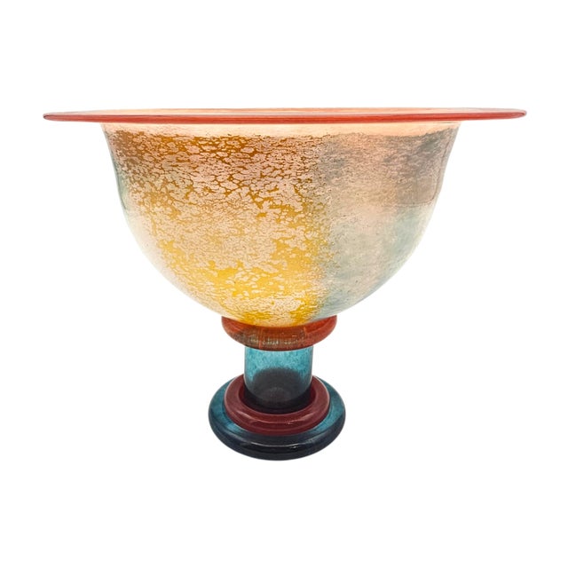 Kosta Boda “Can Can” Compote Bowl by Kjell Engman, Signed Pastel Swedish Postmodern Art Glass For Sale - Image 9 of 14