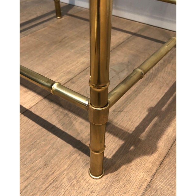 Brass 1970s Faux-Bamboo Brass Side Table in the Style of Jacques Adnet For Sale - Image 8 of 11