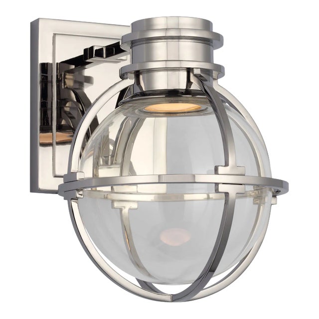 Chapman & Myers for Visual Comfort Signature Gracie Single Sconce in Polished Nickel with Clear Glass For Sale