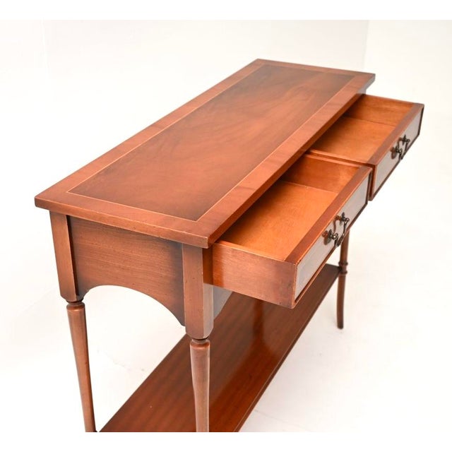 Vintage Inlaid Georgian Style Console Table, 1950 For Sale - Image 9 of 10