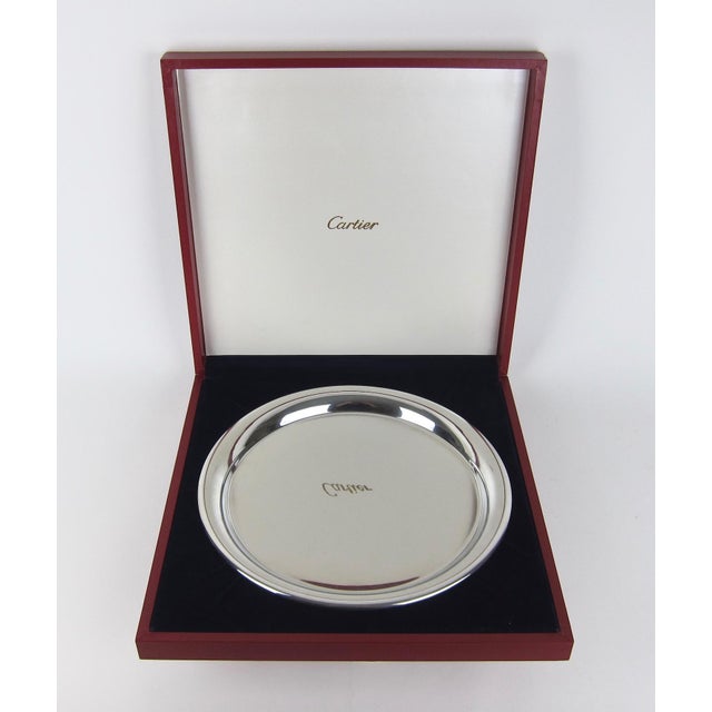 Cartier Polished Pewter Silver Tray With Original Red Presentation Box For Sale In Los Angeles - Image 6 of 9