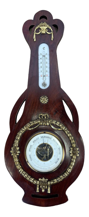 Vintage Brass and Mahogany Wall Barometer