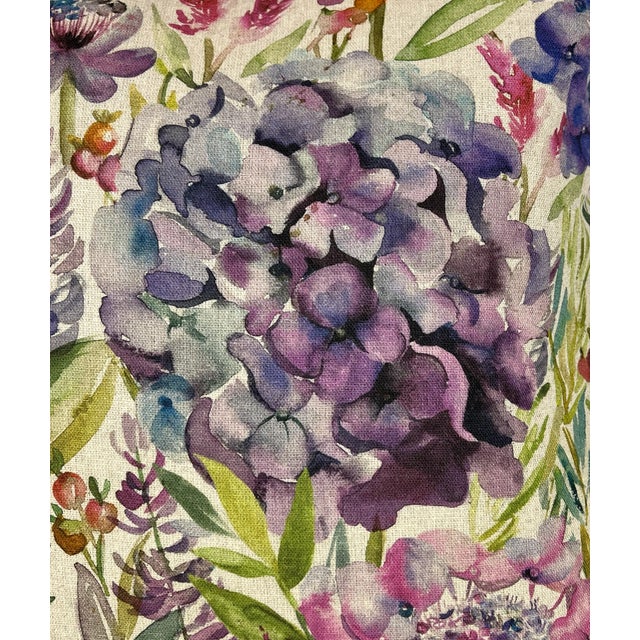 20" Square Decorative Throw Pillow Decorated With a Bold Purple Hydrangea Flower Floral Print With a Watercolor-Like Appearance - Made in the U K. For Sale In Dallas - Image 6 of 12
