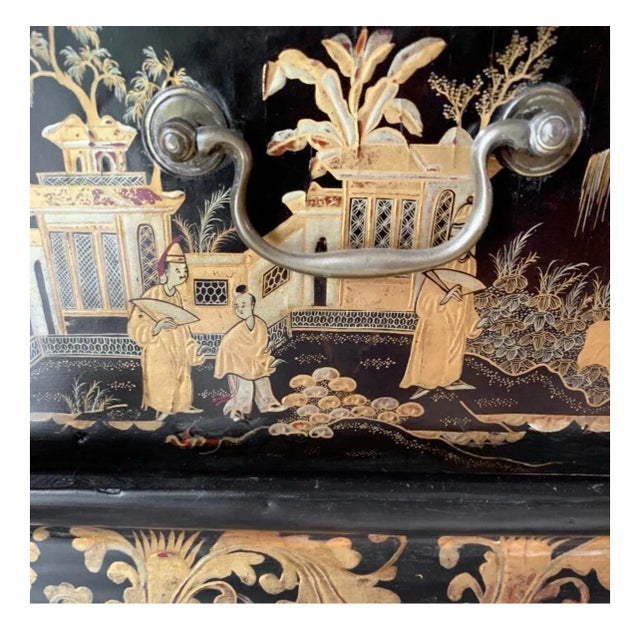 Antique English Chinoiserie Ladies Writing Desk, Tea Bar , Vanity , Journaling Altar, Entry Hall Table For Sale - Image 4 of 6