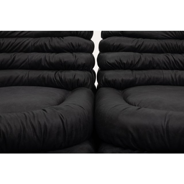 Ubald Klug Ds-1025 “Terrazza” Sofa for De Sede, Black Leather, Switzerland 1974 - Set of Two For Sale - Image 11 of 16