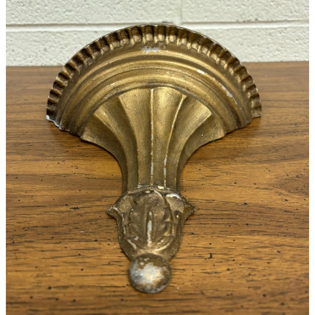 Hollywood Regency Vintage Metal Hollywood Regency Style Wall Pocket For Sale - Image 3 of 9