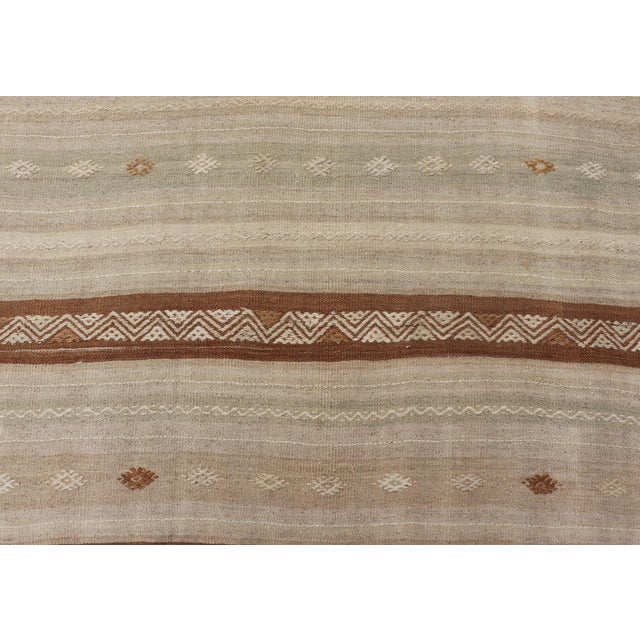 Beige Vintage Turkish Kilim Rug With Earthy Tones and Striped Patterns For Sale - Image 8 of 10