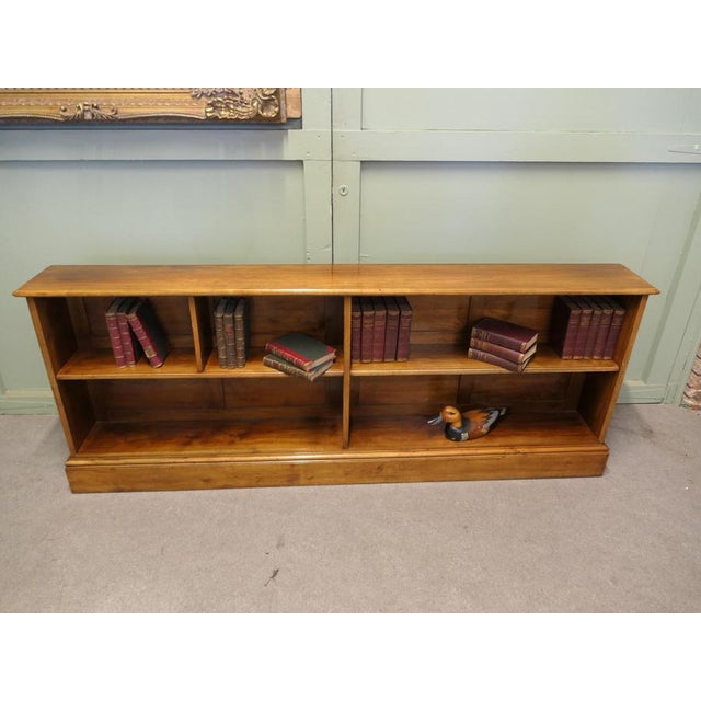 Long Open Front Golden Walnut Bookcase, 1920s For Sale - Image 4 of 8