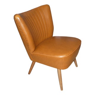 Vintage Cocktail Chair in Caramel Skai Faux Leather, 1960s For Sale