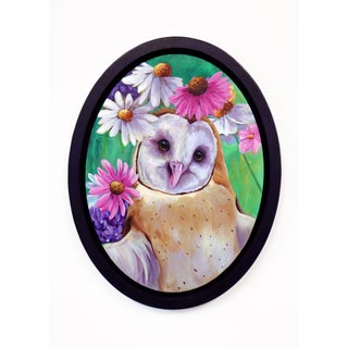 Flower Power by Corina St. Martin | Acrylic on Float Wood Panel Owl surrounded by flowers For Sale