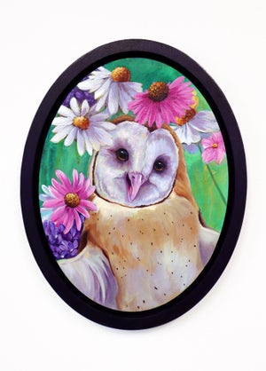Flower Power by Corina St. Martin | Acrylic on Float Wood Panel Owl surrounded by flowers