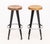 Modern Pair of After Jean Prouve Circular Oak Seat Bar Stools For Sale - Image 3 of 10