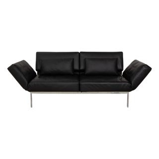 Roro 2-Seater Sofa in Black Leather from Brühl For Sale
