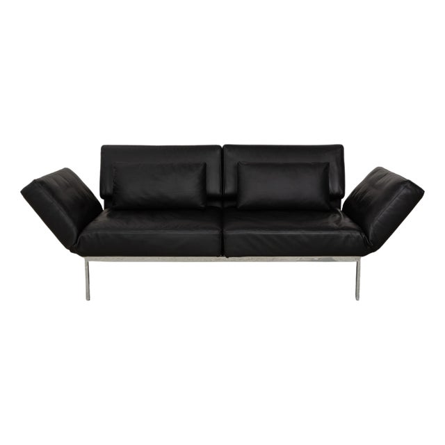 Roro 2-Seater Sofa in Black Leather from Brühl For Sale