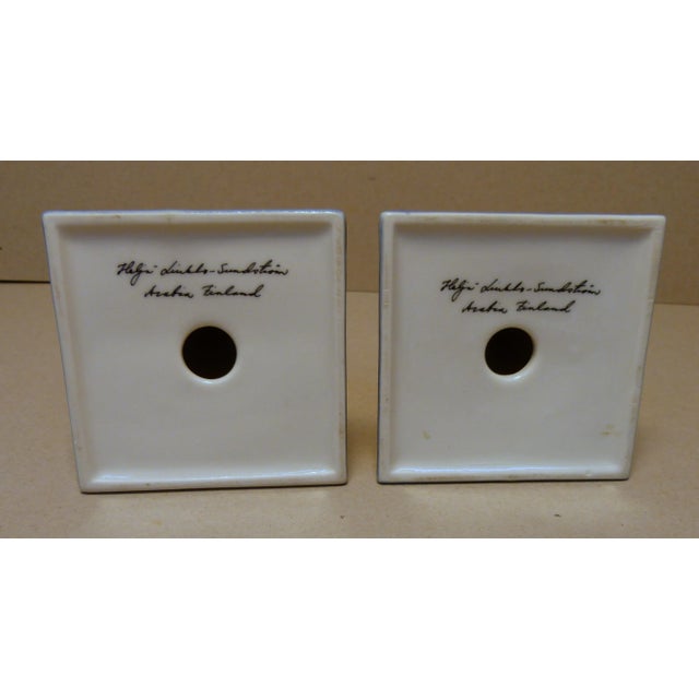 Arabia Late 20th Century Arabia Pottery, Finland, Candlestick Holders, Designer Heljä Liukko-Sundström - Set of 2 For Sale - Image 4 of 5