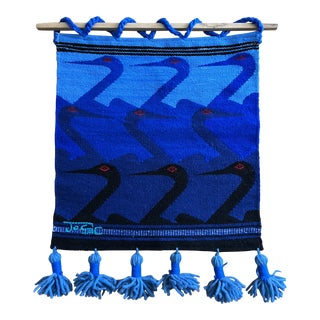 1970s Yves Klein Blue Tejido Cranes Wall Art For Sale