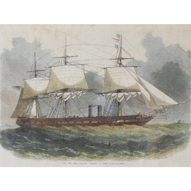 1859 Hand Colored Engraving British Frigate Mersey For Sale - Image 4 of 4