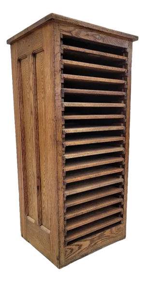 Antique Oak 16 Drawer Typesetter's Letterhead Filer