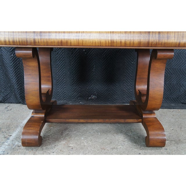 Wood Antique Mahogany American Empire Harp Lyre Library Table Writing Desk For Sale - Image 7 of 12