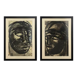 Set of Two Framed Sylvia Schuster Portraits