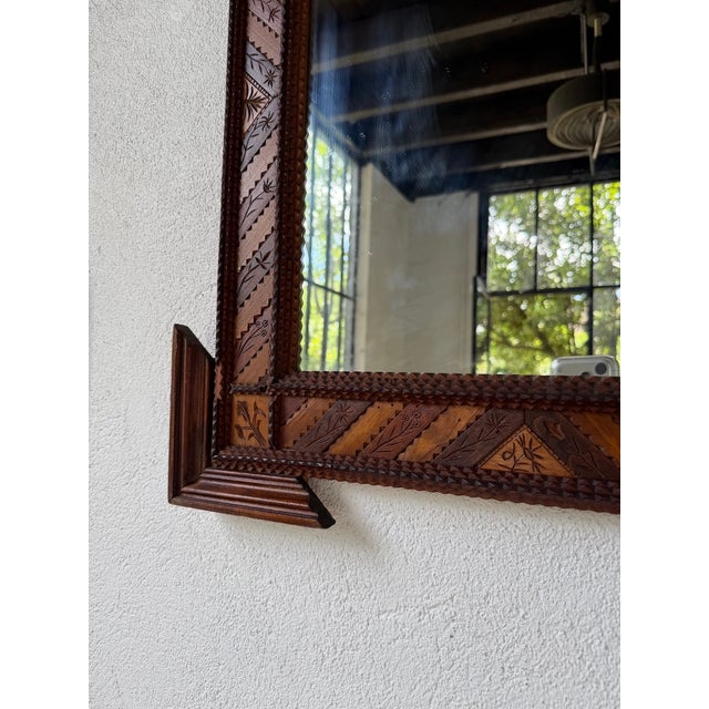 Tramp Art Style Wooden Mirrors, 1950s, Set of 2 For Sale - Image 16 of 18