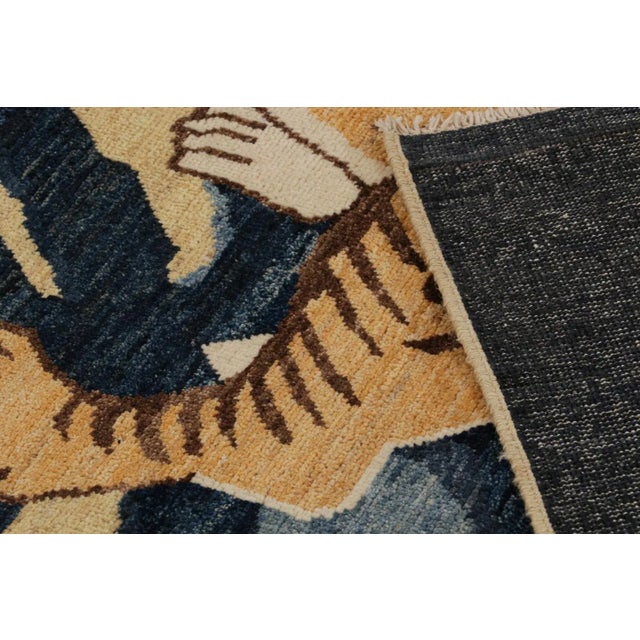 Textile Rug & Kilim’s Modern Peking “Tiger” Pictorial Rug in Navy Blue and Gold For Sale - Image 7 of 7