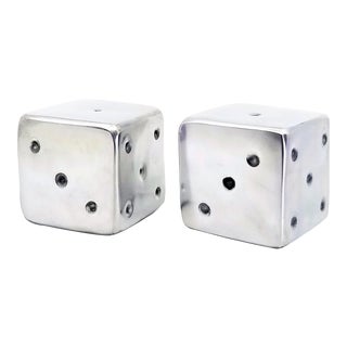 1960s Pop Art Over-Scaled Aluminum Restored Dice Sculptures - a Pair For Sale
