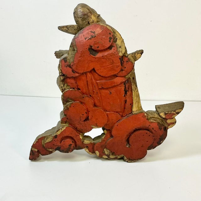 Late 19th C Antique Asian Hand Carved Architectural Salvage Doorway Finial. For Sale - Image 11 of 15