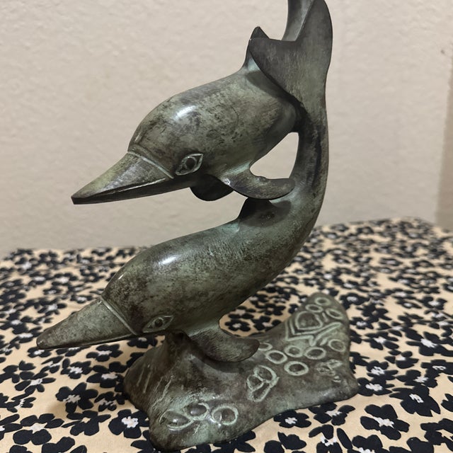 1980s Bronze Sculpture of Two Dolphins For Sale - Image 12 of 12
