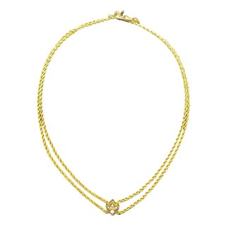 Antique Victorian Gold-Filled Pocket Watch Chain With Opal & Seed Pearl Slider For Sale