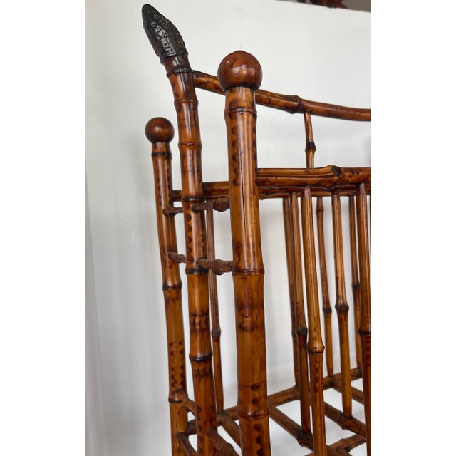 Wood English Tortoiseshell Root Bamboo Magazine Holder, c.1900 For Sale - Image 7 of 11