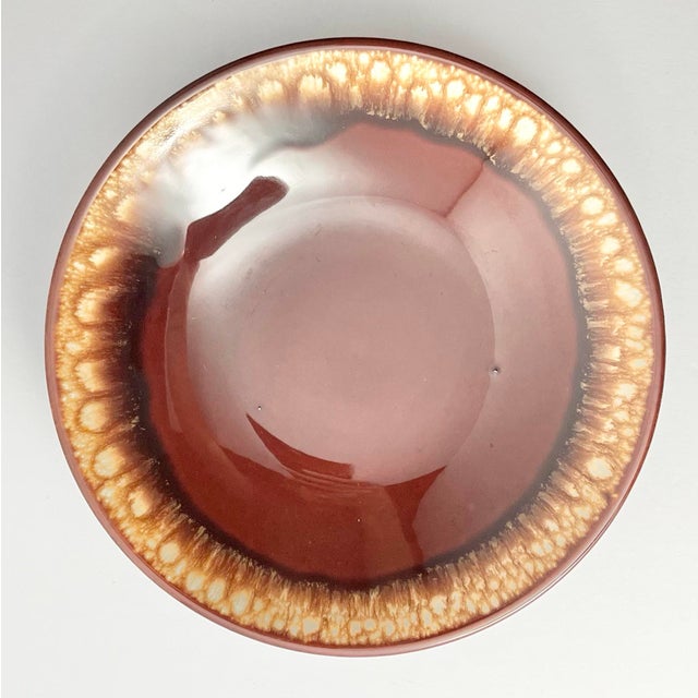American 1960s American Hull Pottery “Brown Drip” Shallow Soup or All Purpose Bowls - Set of 4 For Sale - Image 3 of 5