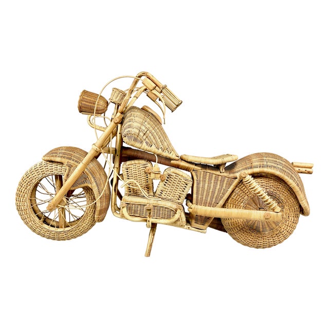 Full Size Wicker & Bamboo Harley Davidson Motorcycle attributed to Tom Dixon for Habitat, 1980s For Sale