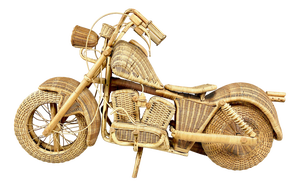 Full Size Wicker & Bamboo Harley Davidson Motorcycle attributed to Tom Dixon for Habitat, 1980s