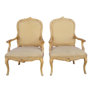 Vintage Hollywood Regency Faux Bois Arm Accent Chairs - a Pair For Sale