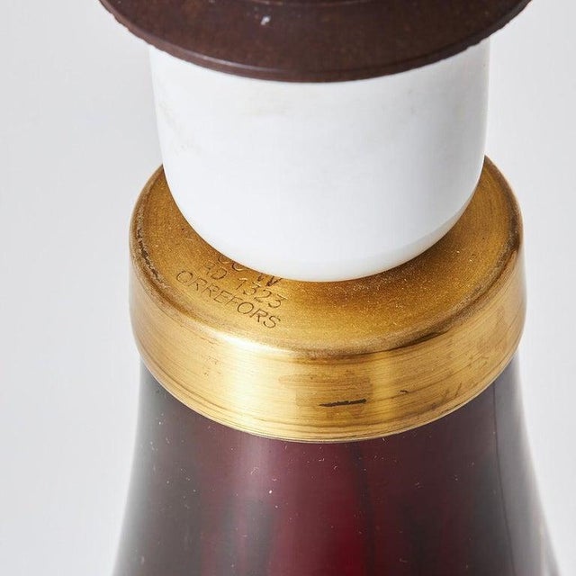 Glass Ruby Red Glass Table Lamp by Carl Fagerlund for Orrefors, Sweden, 1960s For Sale - Image 7 of 9