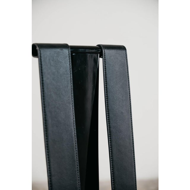 Postmodern Dining Chairs in Lacquered Wood and Black Faux Leather, 1980s, Set of 4 For Sale - Image 4 of 16
