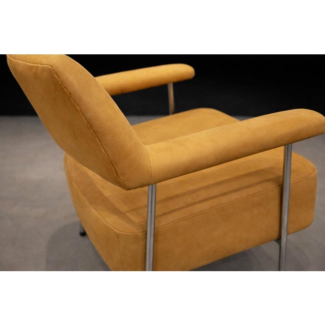 Brazilian Modern Pair of Armchairs in Metal & Nubuck Leather by Joaquim Tenreiro, 1950s – Lot 322 For Sale - Image 9 of 14
