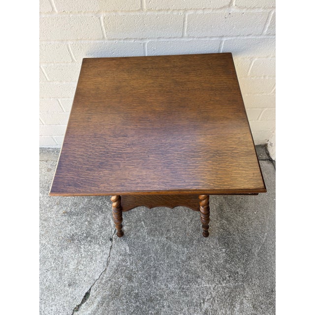 Antique Victorian or Jacobean Revival Barley Twist Side Table With Lower Shelf For Sale In Los Angeles - Image 6 of 6