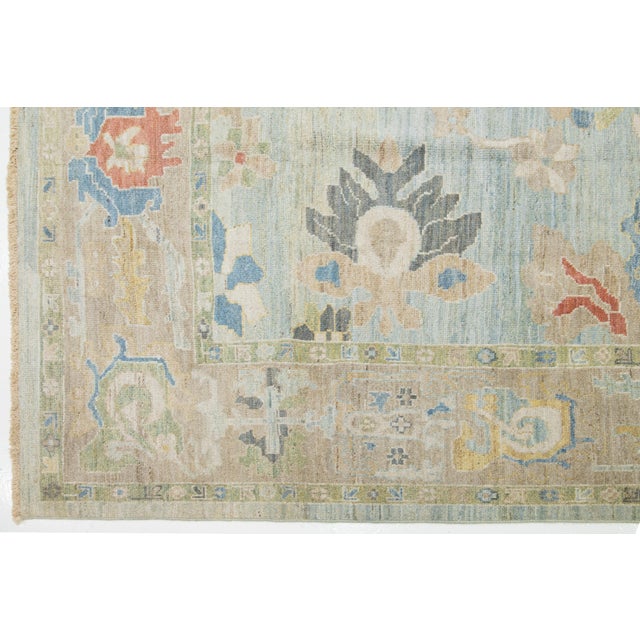 Apadana's Blue Modern Sultanabad Wool Rug Handmade With Allover Design For Sale - Image 10 of 10
